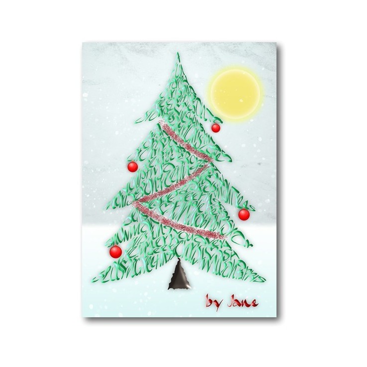 Christmas Tree Calligraphy Card