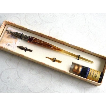 Hoja de oro de cristal Caligrafía Pluma y tinta