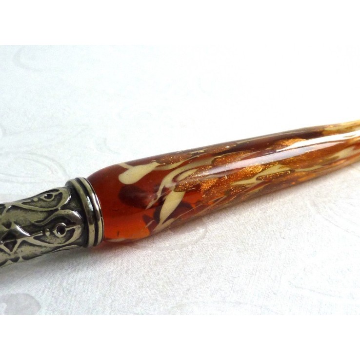 Bladgoud glas kalligrafie pen en inkt