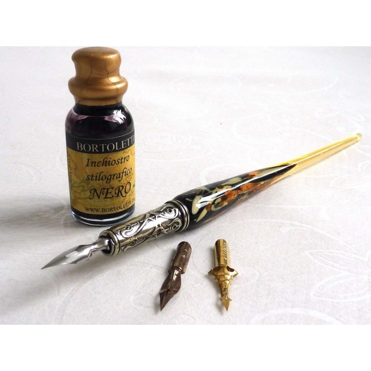 Goldblatt Glaskalligraphie Feder und Tinte