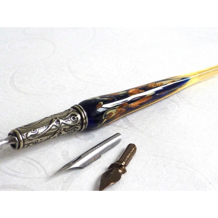Gold Leaf Glass Calligraphy Pen & Ink
