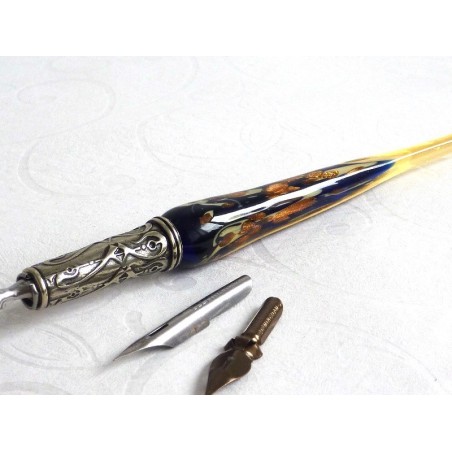 Gold Leaf Glass Calligraphy Pen & Ink