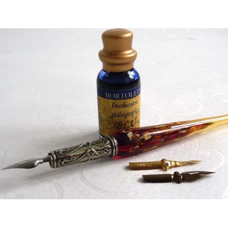 Gold Leaf Glass Calligraphy Pen & Ink