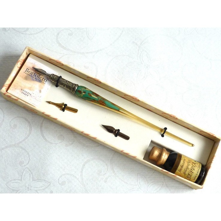 Bladguld glas kalligrafi pen og blæk