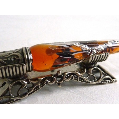 Feuille d'argent stylo de calligraphie en verre avec porte-stylo