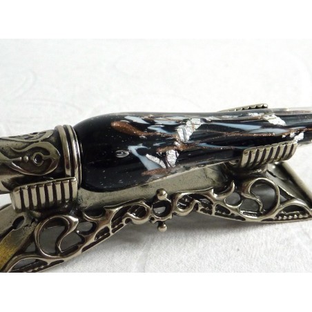 Silver Leaf Glass Calligraphy Pen Set With Pen Rest