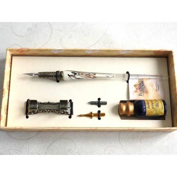 Silverbladskalligrafipenna med pennhållare