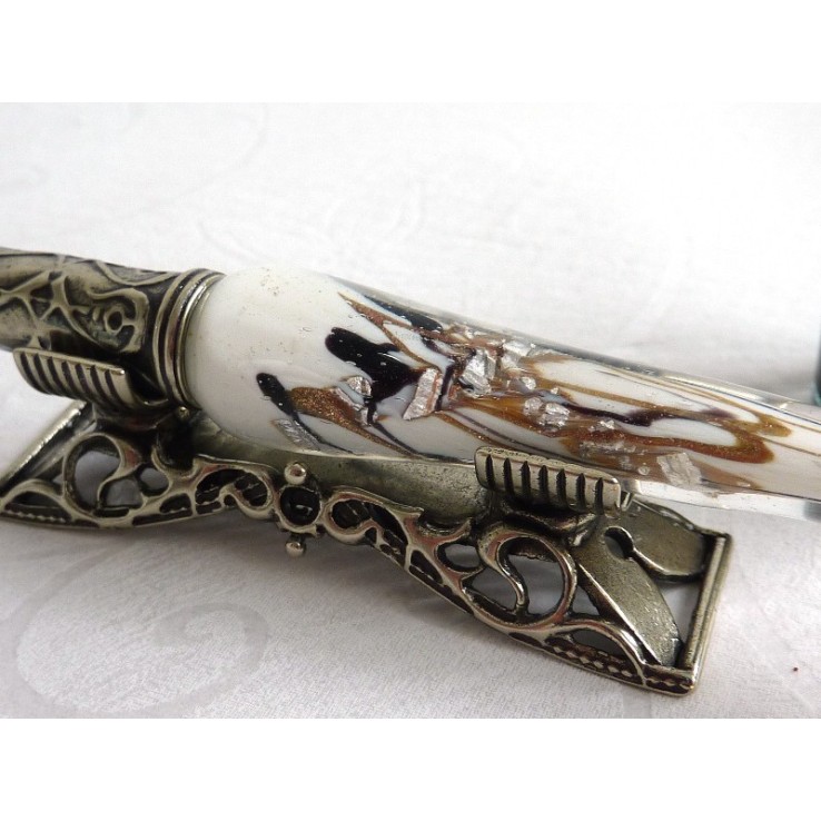Feuille d'argent stylo de calligraphie en verre avec porte-stylo