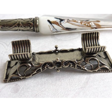 Silver Leaf Glass Calligraphy Pen Set With Pen Rest