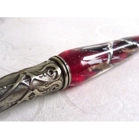 Silver Leaf Glass Calligraphy Pen Set With Pen Rest