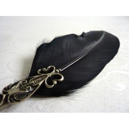 Feather Quill Dip Pen Inkwell & Pen Holder