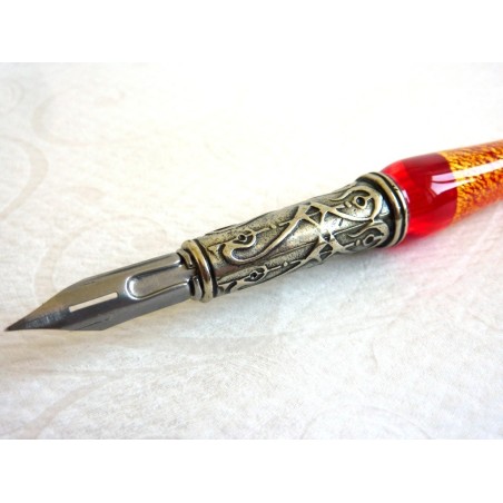 Glazen kalligrafie pennenset - bladgoud