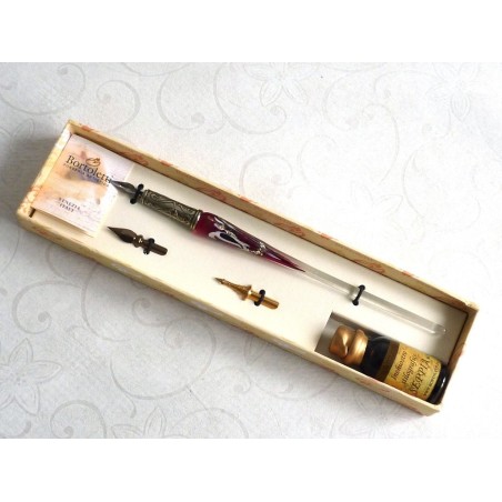 Stylo & encre de calligraphie en verre feuille d'argent