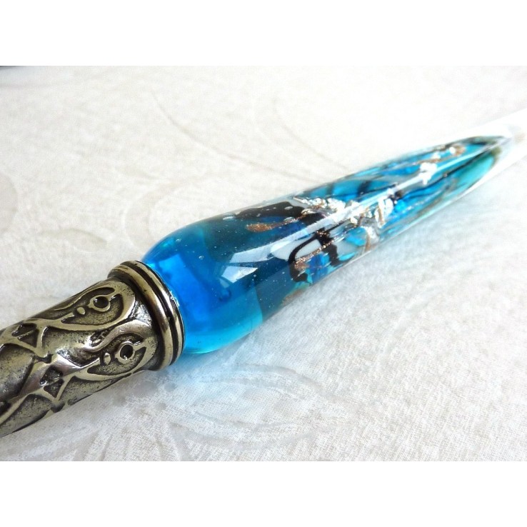 Zilveren blad glas kalligrafie pen en inkt