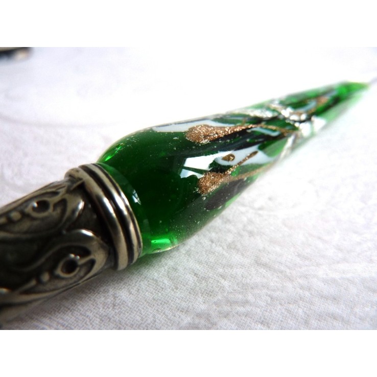 Stylo & encre de calligraphie en verre feuille d'argent