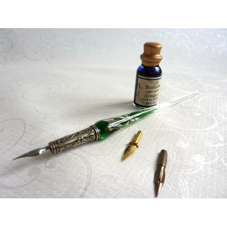 Hoja de plata de cristal Caligrafía Pluma y tinta