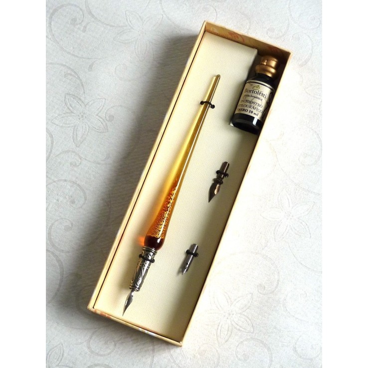 Blattgold Kalligraphiestift, Schreibfedern und Tinte