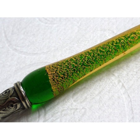 Stylo de calligraphie en verre feuille d'or, plumes et encre