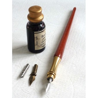 Wood and brass calligraphy pen