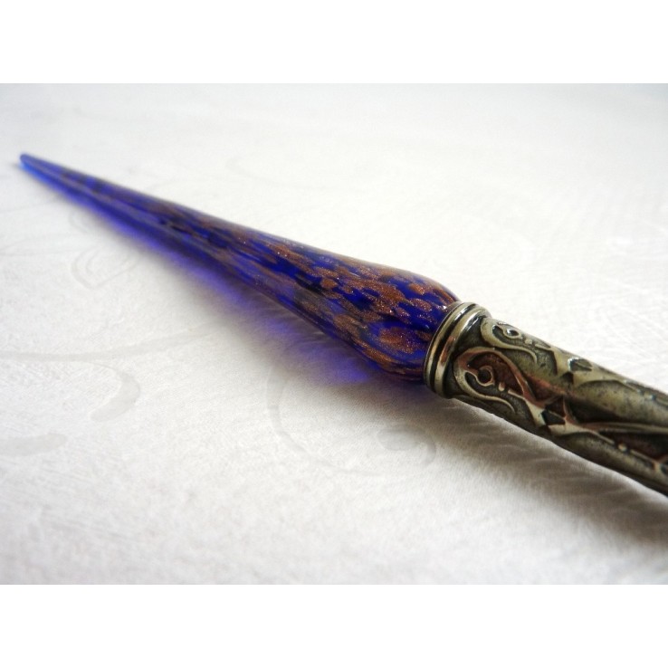 Penna calligrafica in rame e vetro