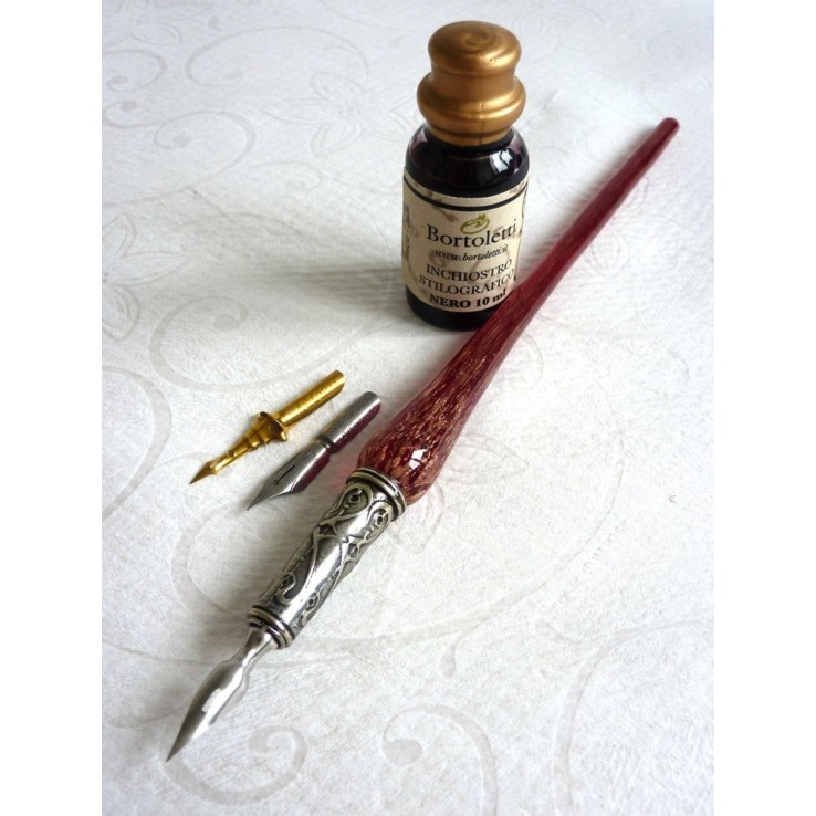 Bolígrafo de caligrafía de cobre y vidrio