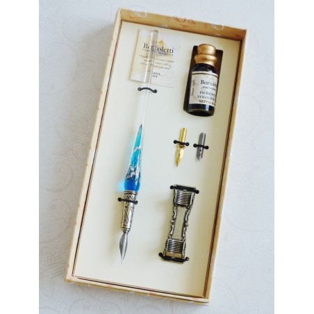 Silver Leaf Glass Calligraphy Pen Set With Pen Rest