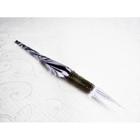 Penna calligrafica in vetro ritorto e pennino in vetro