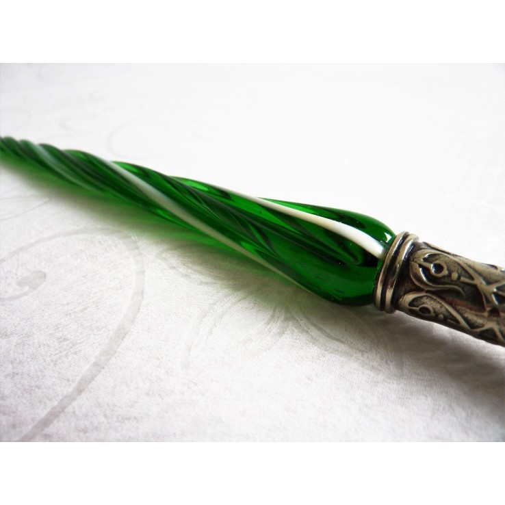 Pluma de caligrafía de vidrio retorcido y punta de vidrio