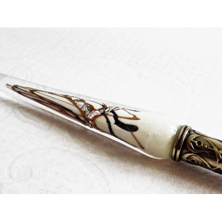 Silver leaf glass pen with glass nib