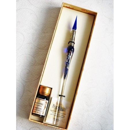 Argent stylo verre de feuilles avec pointe de verre