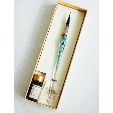 Argent stylo verre de feuilles avec pointe de verre