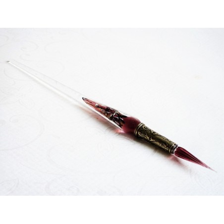 Silver leaf glass pen with glass nib