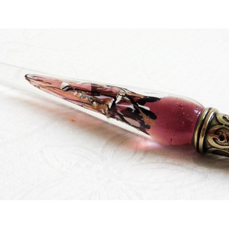 Silver leaf glass pen with glass nib