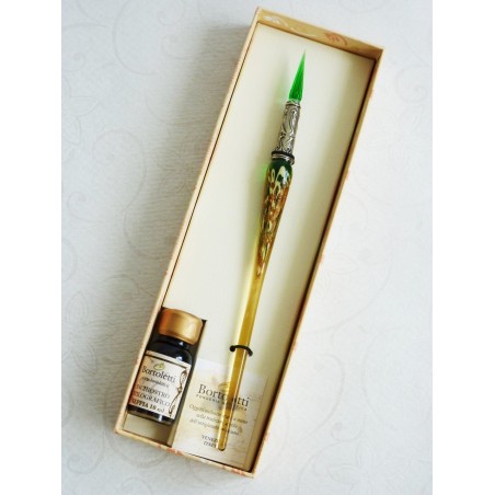 Blattgold Glashalter mit Glasfeder