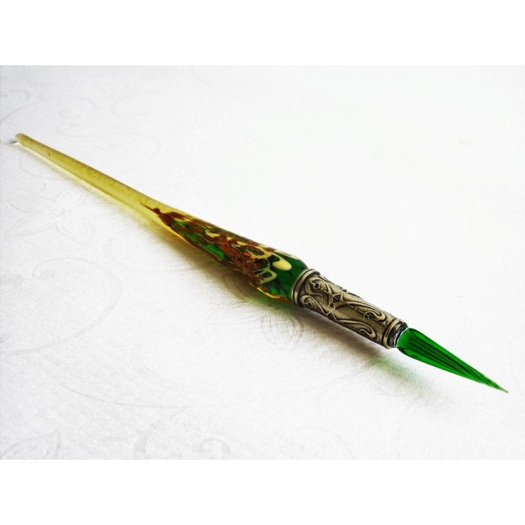 Bladguld glas pen med glas nib