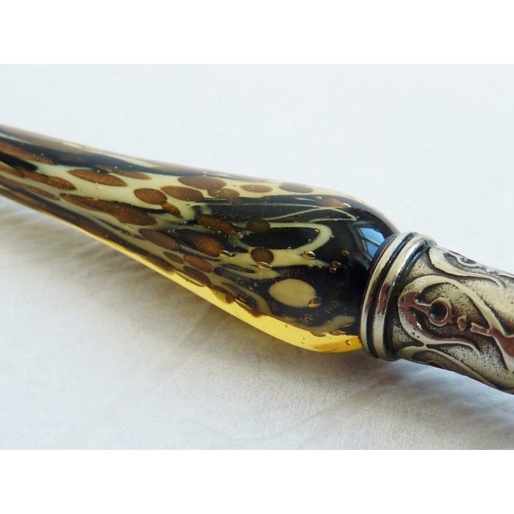 Or stylo verre de feuilles avec pointe de verre