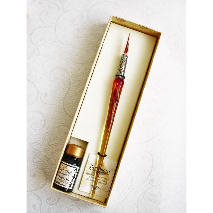 Blattgold Glashalter mit Glasfeder