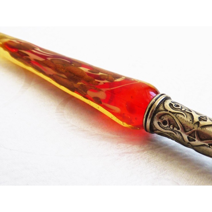 Oro pluma vidrio hoja con punta de vidrio