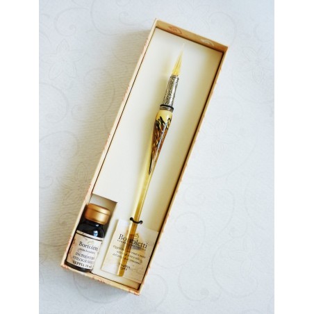 Or stylo verre de feuilles avec pointe de verre