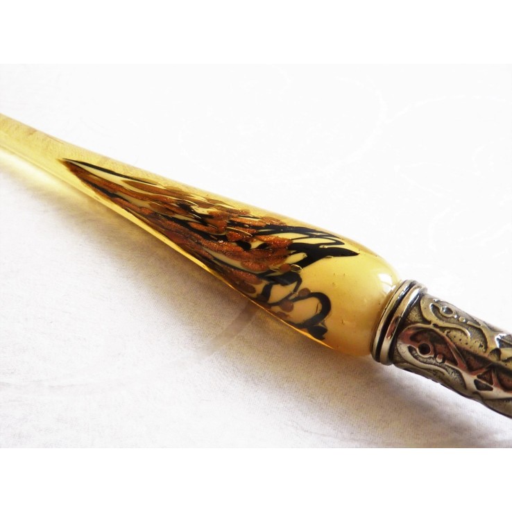 Bladgoud glas pen met glas penpunt