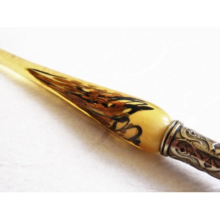 Bladgoud glas pen met glas penpunt