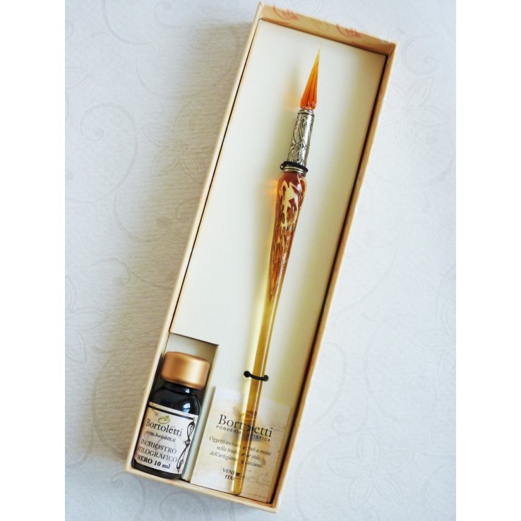 Bladguld glas pen med glas nib
