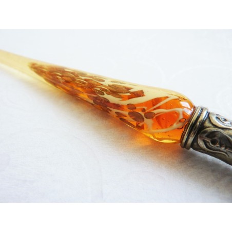 Bladgoud glas pen met glas penpunt