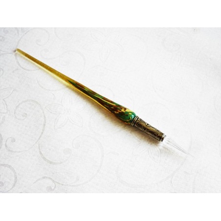 Bladgoud glas pen met glas penpunt