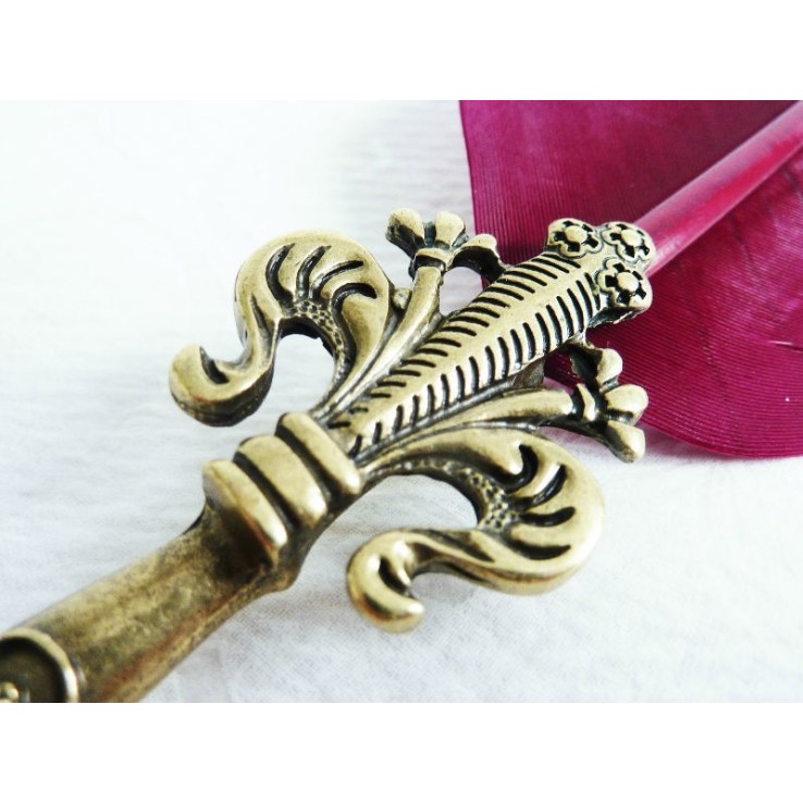 Fleur De Lys veer ganzenveer en inkt set - bordeaux