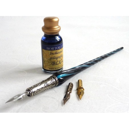 Glass Calligraphy Pen & Ink - Twisted Glass