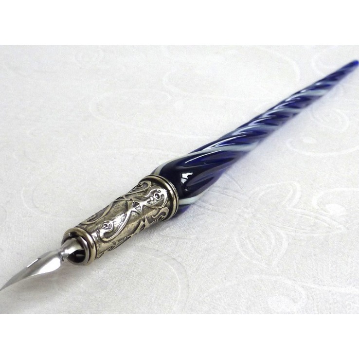 Glas kalligrafie pen en inkt - gedraaide glas