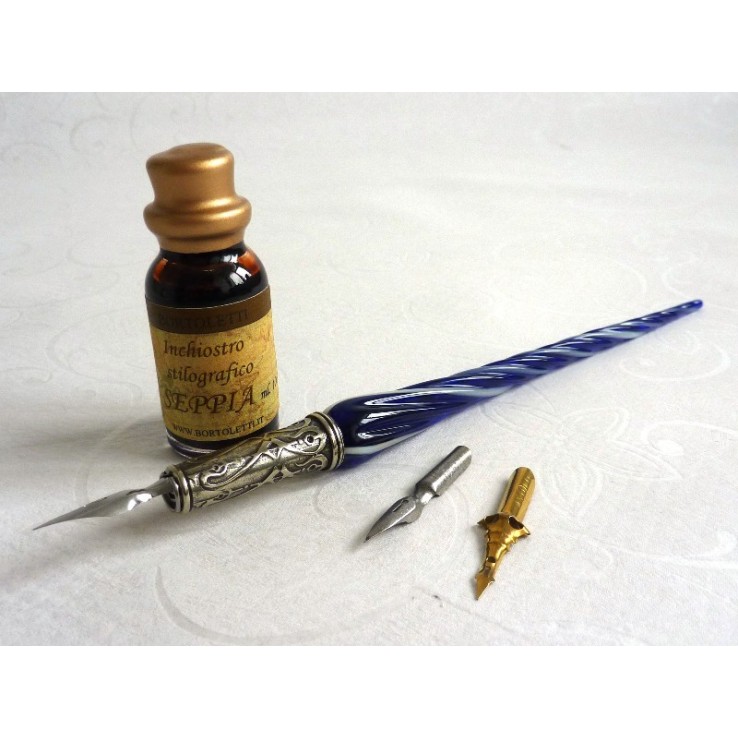 Glass Calligraphy Pen & Ink - Twisted Glass