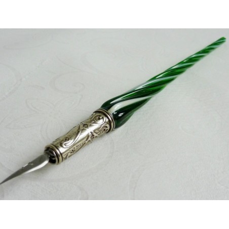 Glas kalligrafie pen en inkt - gedraaide glas