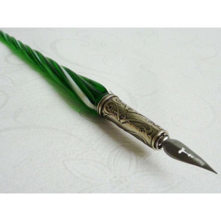 Glas kalligrafie pen en inkt - gedraaide glas